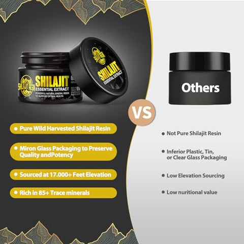 Shilajit Puro do Himalaia Orgânico Boysea – Grau Ouro 100% Shilajit com 85 Minerais Traços – 10g