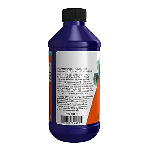 Suplementos, Silver Sol 10 PPM com Prata Elemental e Água Deionizada, Líquido, 240 ml - NOW Foods