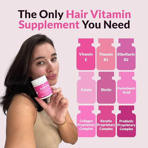 PharmaSupps - FLORATIN – Vitaminas para Cabelo, Pele e Unhas com Biotina | Colágeno | Queratina | Probióticos – Vitaminas de Biotina