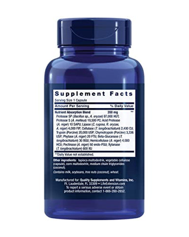 Extraordinary Enzymes – Fórmula de Blend de Enzimas para Digestão com Protease e Celulase – 60 cápsulas - Life Extension