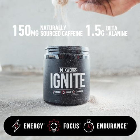 Ignite Watermelon – Melhor Pré-Treino Natural Keto para Mulheres e Homens com Energia Explosiva – Mistura Pré-Treino sem Glúten para Resistência e Stamina – 150g - Xwerks