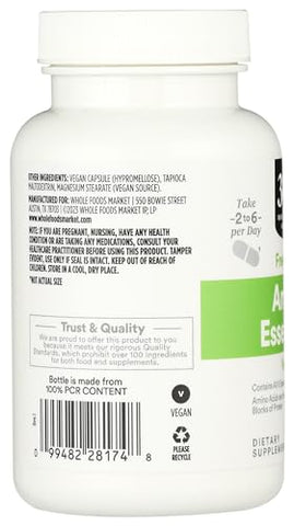 365 by Whole Foods Market, Vegan Essentials, 100 Unidades – Aminoácidos Livres, Veganos, 100 Contagens