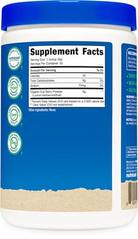Goji Berry em Pó Orgânico (454g) – Certificado Orgânico pelo USDA, Sem Glúten, Não-OGM, Vegetariano - Nutricost