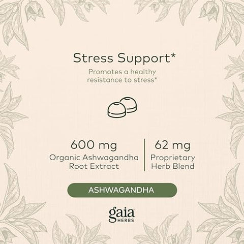 Gomas Orgânicas de Ashwagandha, Suporte ao Estresse, Canela, Gengibre, Sem Glúten, Vegano, 120 Unidades - Gaia Herbs