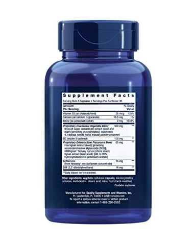 Fórmula Life Extension para Saúde Mamária – Suporte Saudável ao Estrogênio com Vitamina D, Extrato de Vegetais Crucíferos, I3C