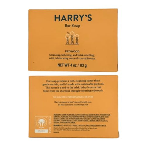 BLOSSOMABLE - Harrys Barra de Sabonete em Barra para Homens Bundle 4 unid Pedra, Shiso, Cedro Vermelho, Figo 4 g cada com Bolsa de Sabonete – Sabonete de Banho