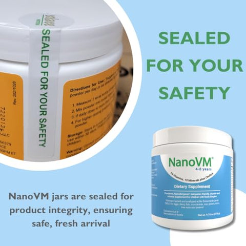 NanoVM - Multivitamínico Infantil em Pó Sem Alergênicos, 4-8 Anos, 14 Vitaminas, Sabor Neutro