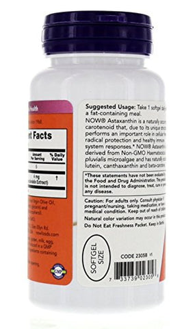 NOW Foods - Astaxantina 4mg 90 Softgels (Proteção Celular) – Embalagem com 2 – Marca em Destaque