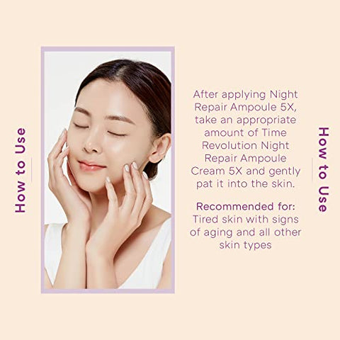 Time Revolution Night Repair Ampoule Cream (5ª Geração) 50ml – Creme Noturno de Reparo Profundo Triplo Fermentado – Reparação Noturna para Radiância Aumentada, Cuidados com a Pele Coreanos - MISSHA