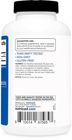 Creatine Monohidratada 3.000mg, 180 Cápsulas (750mg por Cápsula) – Sem Glúten, Não-OGM - Nutricost