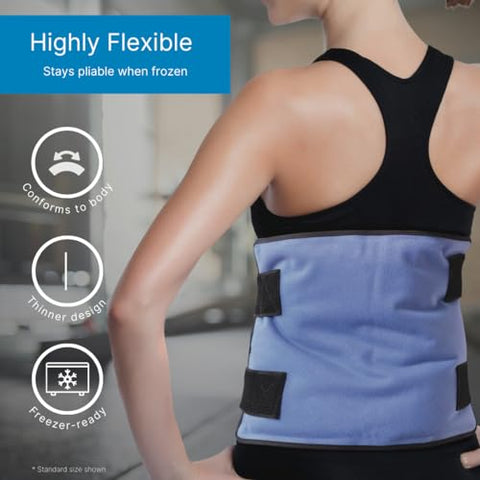 NatraCure - FlexiKold Gel Reutilizável Grande com Alças – Compressa Gelada para Lesões – Envoltório Flexível de Gelo Médico para Costas, Ombros, Pernas, Joelhos, Ciática, Dor Muscular | Marca FlexiKold