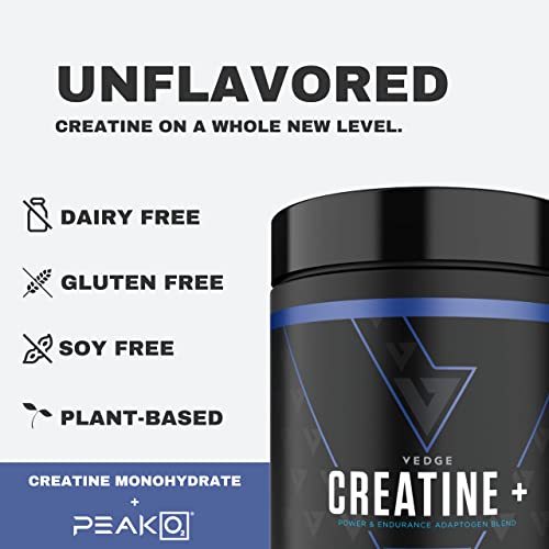 vedge - Vedge Nutrition Creatine em Pó | Creatina Vegana à Base de Plantas | Energia, Desempenho | 100% Natural | 300g