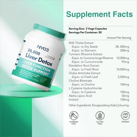 NYO3 - Milk Thistle Liver Detox 200mg com Raiz de Dente-de-leão – Marca: [Nome da Marca]
