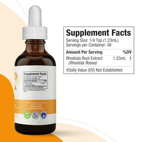 Rejuvica Health - Active Rhodiola – Extrato de Raiz de Rhodiola com Rosavinas Naturais, Entrega Líquida para Melhor Absorção – Suporta Níveis de Energia e Alívio do Estresse