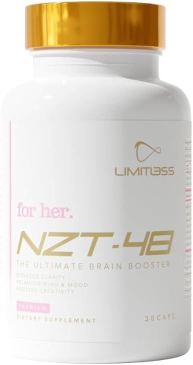Premium Brain Booster para Mulheres – Suplemento Cerebral Feminino – Suplemento para Memória, Concentração e Energia Natural – Cafeína, AcetvI-L-Carnitina, Vitaminas B6 B12, 30 Porções - NZT-48