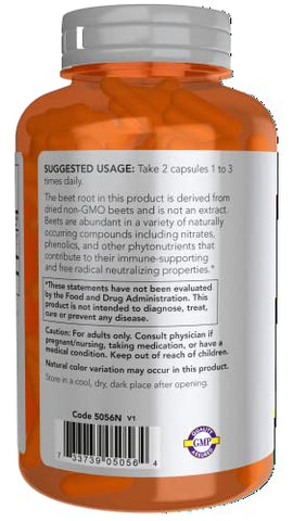 Sports, Beet Root Veg: Nutrição Esportiva, Suporte ao Sistema Imunológico*, 550 MG, Nitratos Naturalmente Presentes, 180 Cápsulas Vegetais - NOW Foods