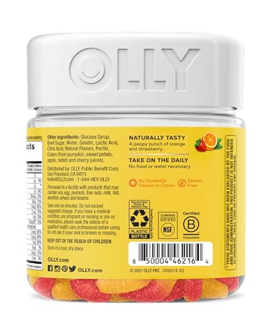 Kids Multivitamin Gummy Worms – Saúde geral e suporte imunológico, Vitaminas e Minerais A, C, D, E, Bs e Zinco, Suplemento mastigável, Sabor Punch de Frutas Azedas, 45 dias de fornecimento (70 g) - OLLY