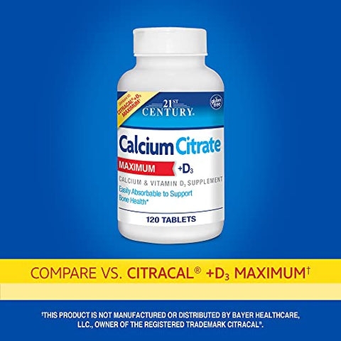 Vitamins – Cálcio Citrato + D3 Máximo, 400 Comprimidos - 21st Century