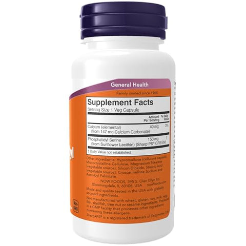 Suplementos, Fosfatidilserina Livre de Soja (150mg), Saúde Cerebral*, 60 Cápsulas Vegetais - NOW Foods