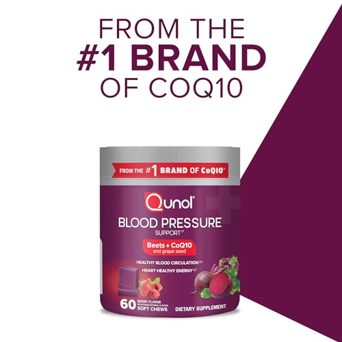 Beets Chews – Suporte para Pressão Arterial, 3 em 1 Beterraba CoQ10 Extrato de Semente de Uva, Favorece a Circulação Sanguínea Saudável - Qunol