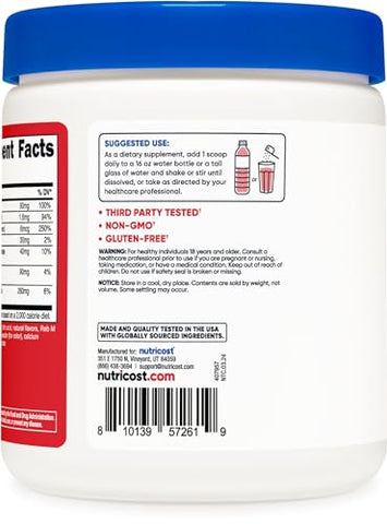 Pó Complexo de Eletrólitos (120 Porções, Sabor Frutas Vermelhas) – Bebida Hidratante com Vitaminas e Minerais - Nutricost