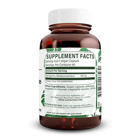 Extrato de Arroz Vermelho Natural Nutra, Suporte Cardiovascular, Fortalece a Imunidade, Melhora a Digestão, Suplementos sem Glúten, 600 mg 60 Cápsulas (3 Pacotes)