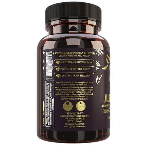 Were In This Together - Alpha Babe | Suplemento Nootrópico para Memória, Humor e Energia | Leão da Montanha, Chaga, Ashwagandha | 60 cápsulas