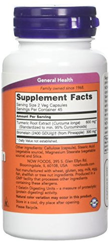 Cúrcuma 100% Natural – 60 Cápsulas Vegetarianas | Anti-inflamatório e Antioxidante Potente | Saúde e Bem-Estar - NOW Foods