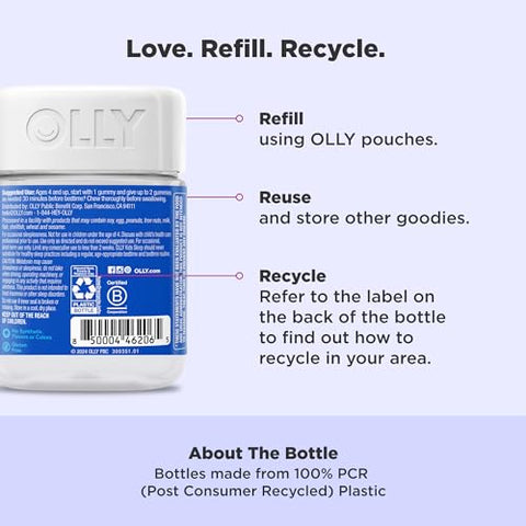 Kids Sleep Gummy – Suporte ocasional ao sono, 0,5mg Melatonina, L Teanina, Extratos de Camomila e Melissa, Suplemento mastigável infantil, Sabor Framboesa – 70 unidades - OLLY