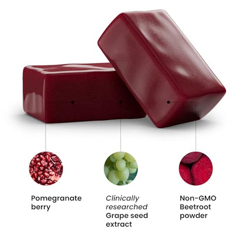 SuperBeets Heart Chews – Suporte para Pressão Arterial e Óxido Nítrico, Extrato de Semente de Uva – 60 g - humanN