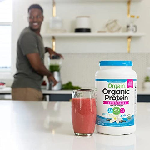 Proteína em Pó à Base de Plantas Orgânica, Vegana, Não-OGM, Sem Glúten, 1 Unidade, Embalagem Pode Variar (Baunilha, 1,24 kg) - Orgain