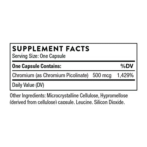 THORNE - Thorne Chromium Picolinate – 500mcg de Cromo – 60 Cápsulas | Suplemento de Cromo de Alta Qualidade