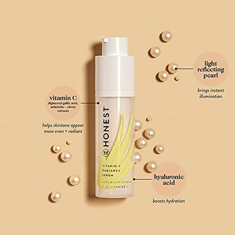 Soro Clareador Honest Beauty Vitamina C | Melhora o Tom da Pele | Vitamina C, Pérola, Ácido Hialurônico | EWG Verificado Cruelty Free | 30 ml