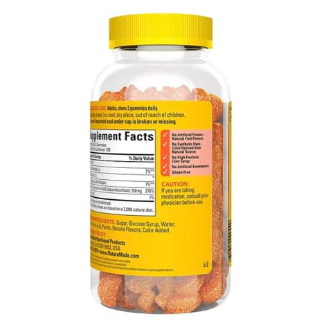 Adult Gummies 200 CT Vitamina C Suplemento Dietético, Laranja – Comprimidos Gomosos para Adultos, 200 Unidades, Vitamina C, Sabor Laranja - Nature Made