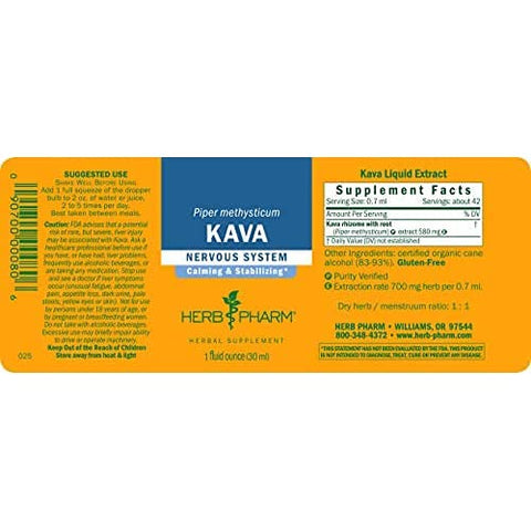 Extrato Líquido de Raiz de Kava Orgânica para Alívio do Estresse – 30ml - Herb Pharm