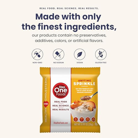 Anytime Sprinkle: Snack Saudável para o Coração com Fitosteróis Vegetais, Ômega 3 e Fibra Alimentar – Granola Vegana Sem Glúten (12 Pacotes) - Step One Foods
