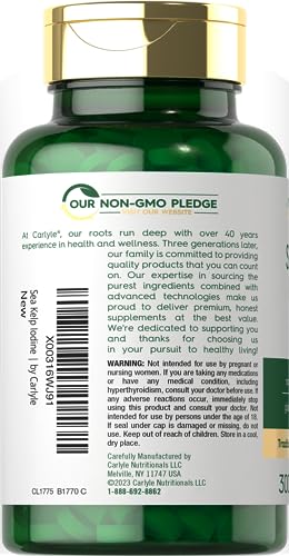Sea Kelp Iodine | 225mcg | 300 Comprimidos | Sem-OGM, Sem Glúten | Suplemento de Ervas Tradicional - Carlyle