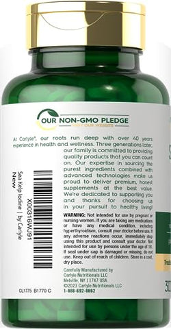Sea Kelp Iodine | 225mcg | 300 Comprimidos | Sem-OGM, Sem Glúten | Suplemento de Ervas Tradicional - Carlyle