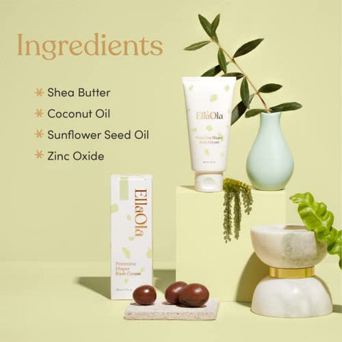 ELLAOLA - Creme Orgânico para Assaduras de Fralda de Bebê com Pele Sensível – Pomada de Óxido de Zinco 14% Alivia Irritação, Protege contra Assaduras e Inflamação, Sem Fragrância | 30g