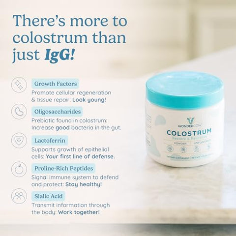 Pó de Colostro para Saúde Intestinal, Suporte Imunológico e Recuperação Muscular – 100g - WONDERCOW