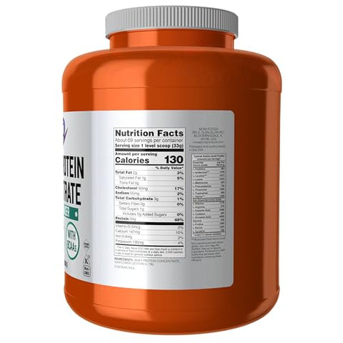 Sports Nutrition – Whey Protein Concentrate 24g com BCAAs em Pó Sem Sabor 2,27kg - NOW Foods