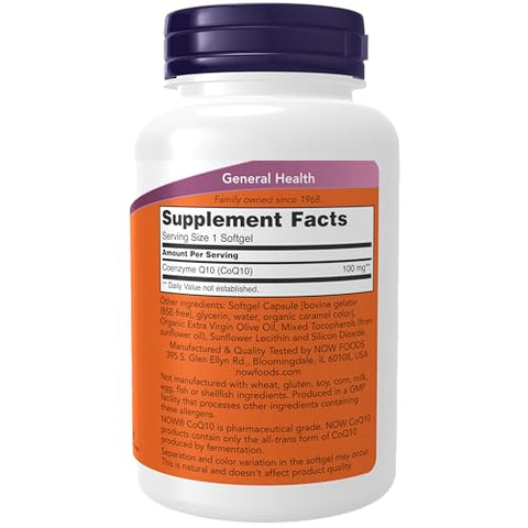 Suplementos, CoQ10 (Coenzima Q10) 100 mg, Grau Farmacêutico, Saúde Cardiovascular*, 150 Softgels - NOW Foods