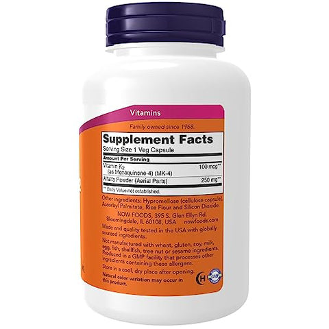 Vitamina K-2, 250 Cápsulas Vegetais – Benefícios para a Saúde Óssea e Cardiovascular - NOW Foods