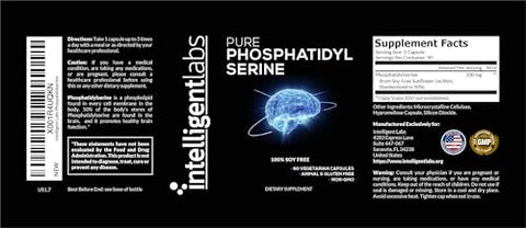 Suplemento de Fosfatidilserina 100mg | 90 Cápsulas de Alta Potência | Livre de Soja e Alergênicos | Puro Fosfatidilserina de Lecitina de Girassol - Intelligent Labs
