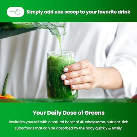 Super Greens em Pó Premium | 20 Alimentos Verdes Orgânicos | Alfafa, Spirulina, Chlorella | 20g - NutraChamps