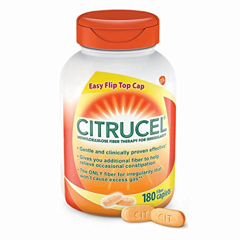 CITRUCEL - Citrucel Fiber Therapy Caplets – 180 Unidades, Fácil de Engolir, Methylcellulose para Irregularidade