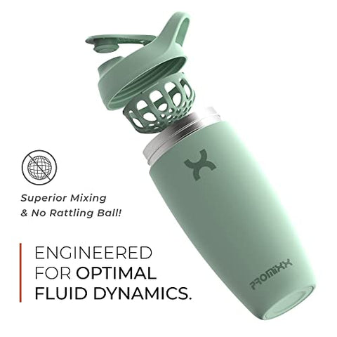 Pursuit Garrafa Shaker Isolada em Aço Inoxidável e Copo Misturador, 18oz (532ml), Cinza Grafite - Promixx