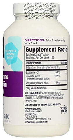 Glucosamina Condroitina X Força MSM, 240 Comprimidos - 365 by Whole Foods Market