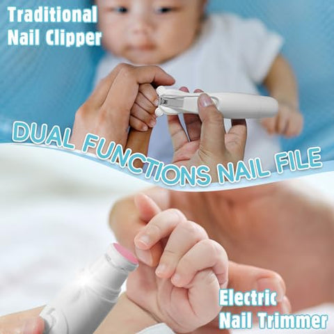 LOQOMI - Kit de Cuidados para Unhas de Bebê Recarregável 10 em 1, Aparador de Unhas Elétrico Seguro com Lixa de Unha LED