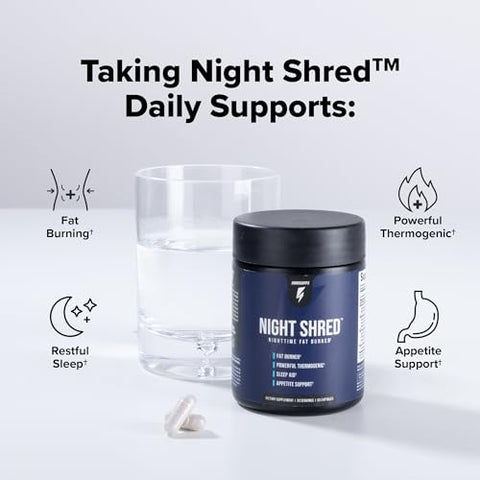 Night Shred | Queimador de Gordura Noturno e Suporte Natural ao Sono | Ashwaganda, 5-HTP, CLA, Melatonina | Supressor de Apetite | Suporte para Perda de Peso (60 Cápsulas Vegetarianas) - InnoSupps